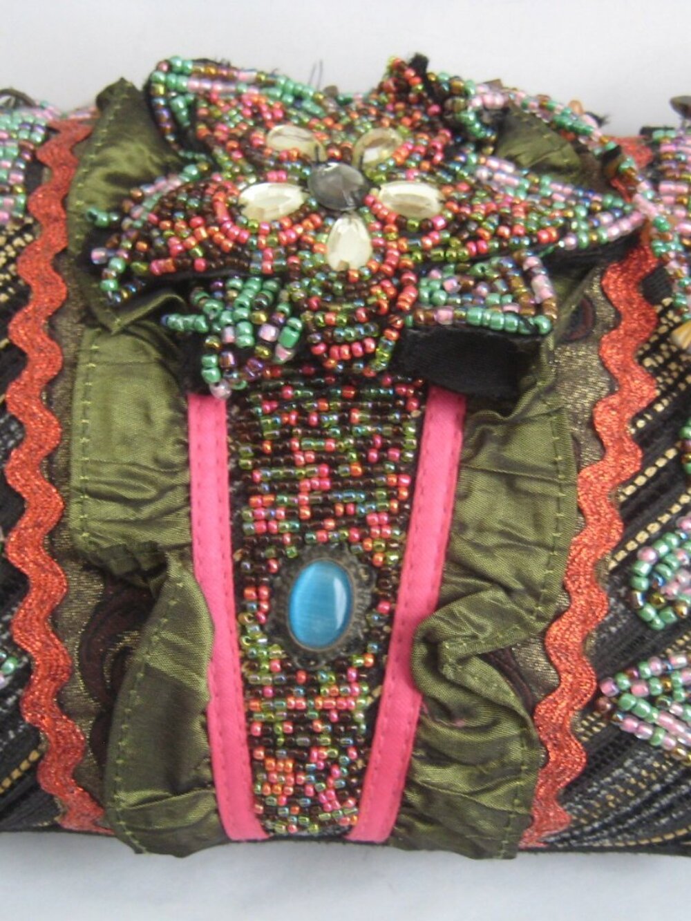 EVENING BEADED AND RHINESTONE HANDBAG PURSE w/MAGNETIC CLASP